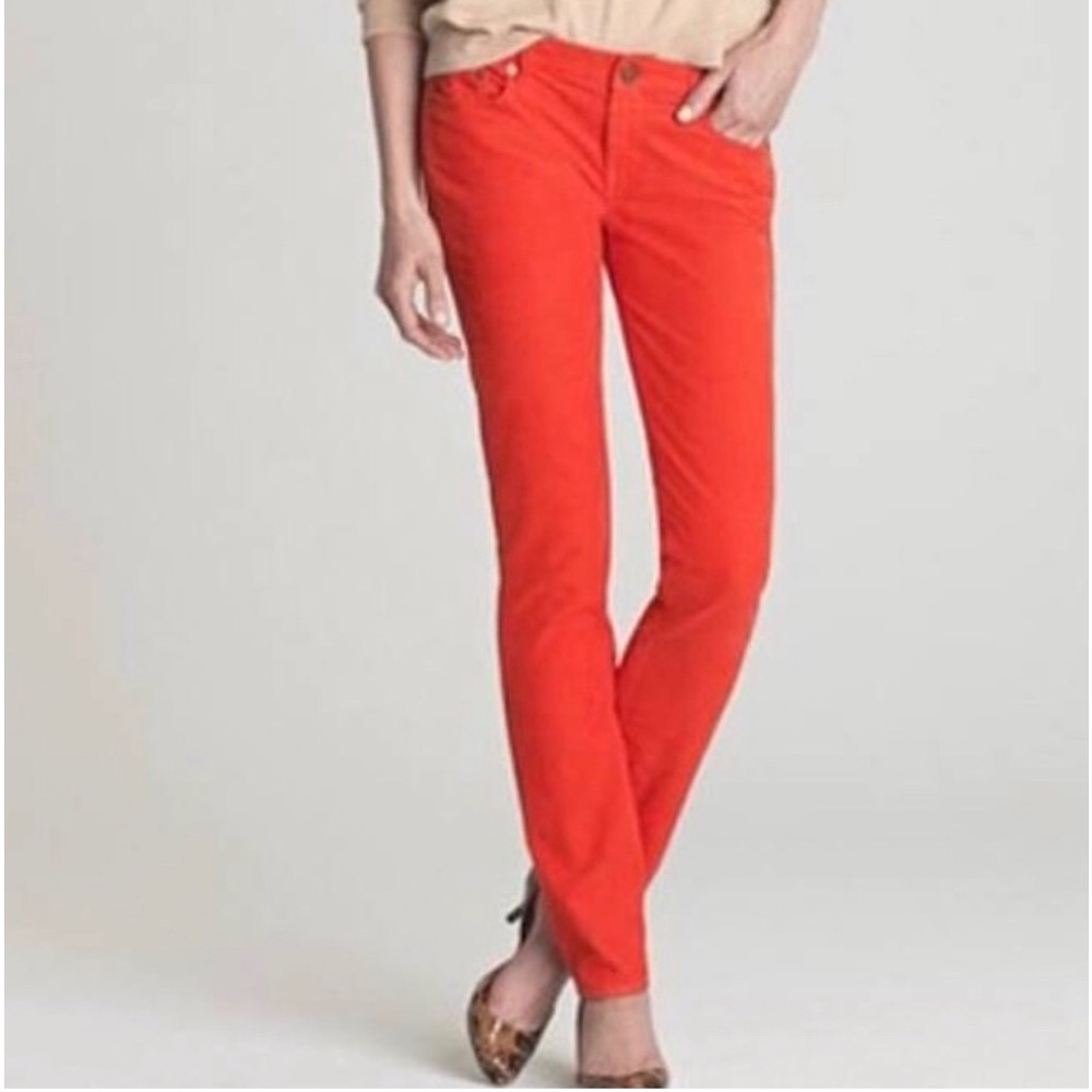 J. Crew Matchstick Corduroy Pants in Coral Red